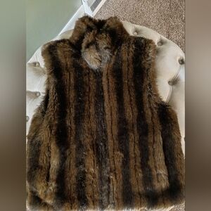 COACO New York, Reversible Full Zipper Faux Fur Vest, S, EUC